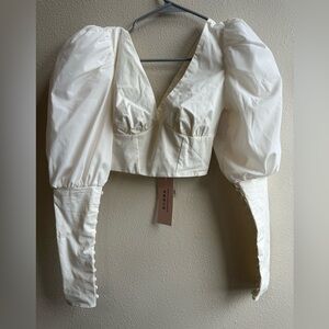 Oh Polly White Puff Sleeve Crop Blouse